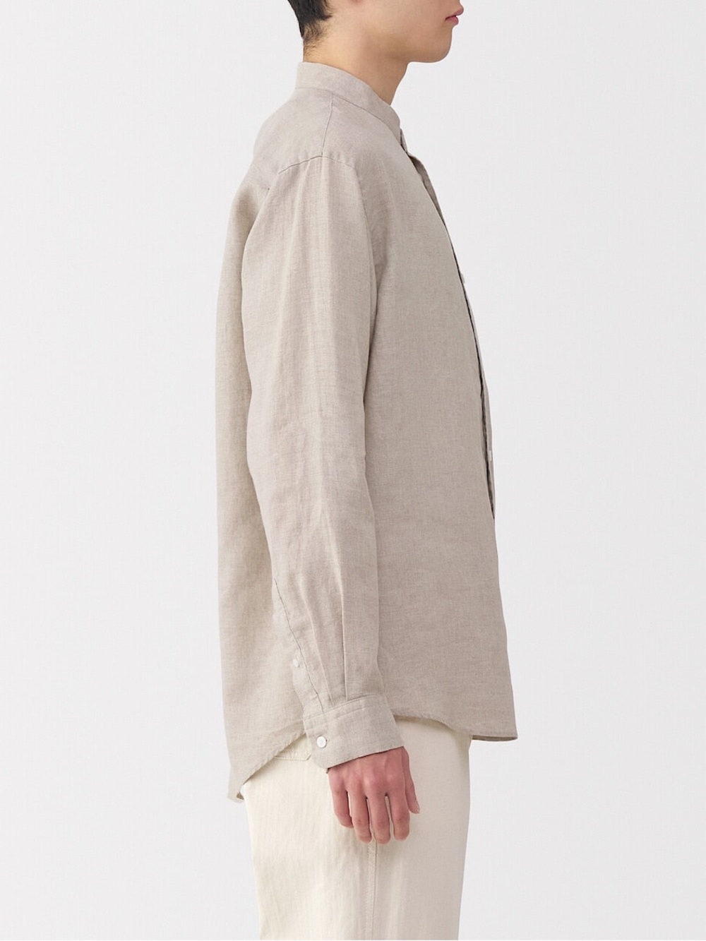 MUJI Men’s 100% Linen Stand Collar Shirt in Natural - L - Picture 8 of 16